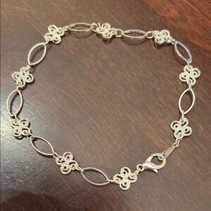 Intricate Silver Bracelet Anklet with Floral Links